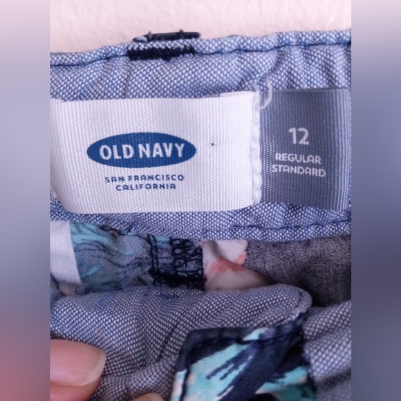 Old Navy Boys Swim Trunks Board Shorts swimsuit floral waves‎  size12 cotton - Picture 6 of 16
